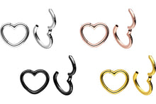 Load the image into the gallery viewer, Heart Round Clicker Ring piercinginspiration®