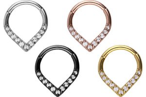 Spitz Clicker Ring 11 Kristalle Chirurgenstahl piercinginspiration®