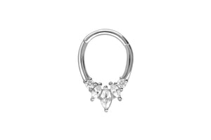 Clicker Ring Septum Daith 5 Kristalle Tropfen piercinginspiration®