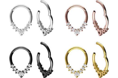 Clicker Ring Septum Daith 7 Kristalle Tropfen piercinginspiration®