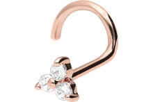 Load the image into the gallery viewer, 3 crystals Little Flower Nose Stud piercinginspiration®