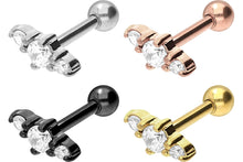 Upload the picture to the gallery viewer, 3 mini crystals ear piercing studs piercinginspiration®