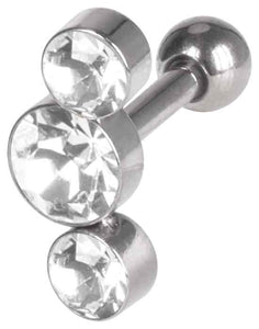 Orecchini a bottone con piercing all'orecchio di 3 cristalli piercinginspiration®