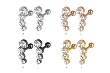Upload the image to the gallery viewer, 4 crystals Helix ear piercing barbell piercinginspiration®