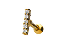 Upload the picture to the gallery viewer, Bar Rod 5 Crystals Ear Piercing Studs piercinginspiration®