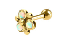 Upload the picture to the gallery viewer, 3 Opal Flower Ear Piercing Barbell Studs piercinginspiration®