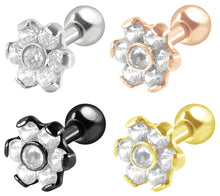 Upload the picture to the gallery viewer, 7 Crystals Flower Ear Piercing Studs piercinginspiration®