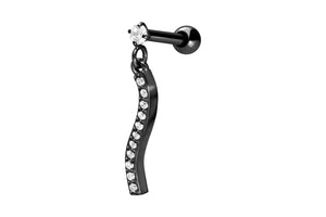 Crystal pendant chain ear piercing barbell piercinginspiration®