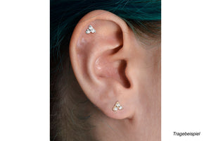 Cristaux 3 piercing d'oreille de fleur piercinginspiration®