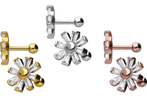 8 baguette flower crystal ear piercing studs piercinginspiration®