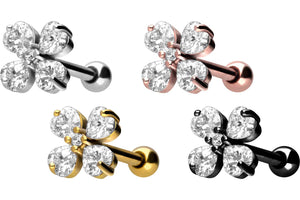 5 Crystals Shamrock Ear Piercing Studs piercinginspiration®