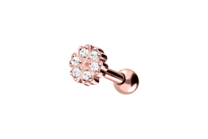 Shamrocks Flower 5 Crystals Balls Ear Piercing Barbell piercinginspiration®