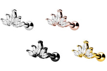 Laden Sie das Bild in den Galerie-Viewer, Lotus 5 Tropfen Kristall Blume Ohrpiercing piercinginspiration®