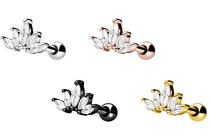 Piercing d'oreille fleur en cristal Lotus 5 goutte piercinginspiration®