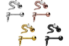 Upload the image to the gallery viewer, snake crystal head ear piercing barbell piercinginspiration®