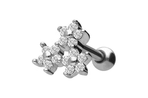 Dreifach Kristall Blume Ohrpiercing piercinginspiration®