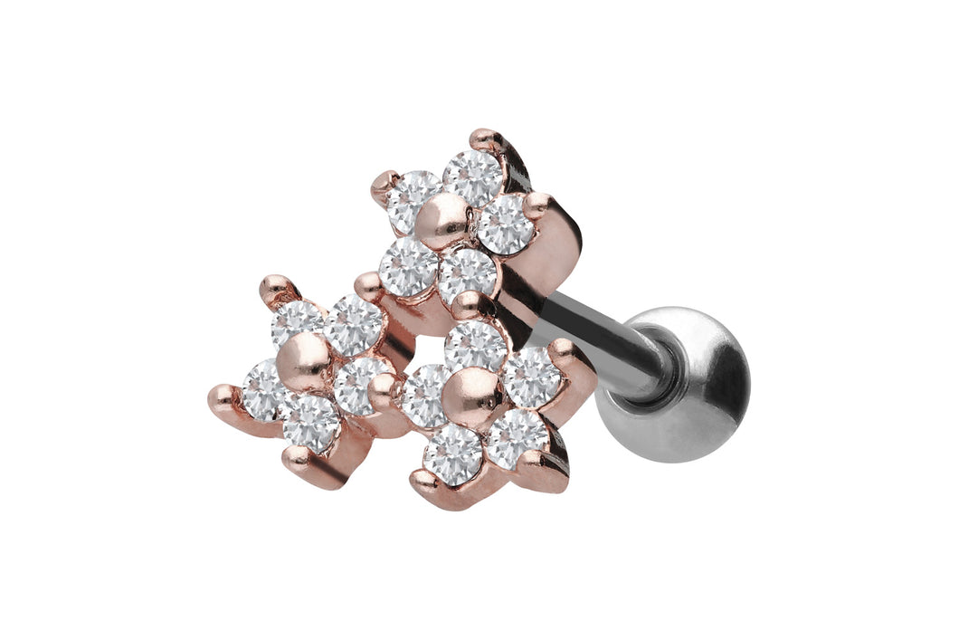 Dreifach Kristall Blume Ohrpiercing piercinginspiration®