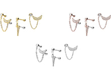 Upload the image to the gallery viewer, wing crystal chain ear piercing industrial piercinginspiration®