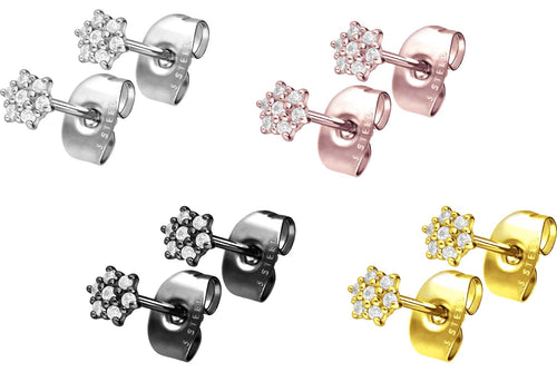 Multiple Kristalle Blume Ohrstecker Ohrringe Paar piercinginspiration®