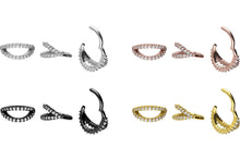 Load the image into the gallery viewer, Multiple Crystals Double Double Ring Clicker piercinginspiration®
