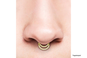 Doppel Multiple Eingefasste Kristalle Clicker Ring piercinginspiration®