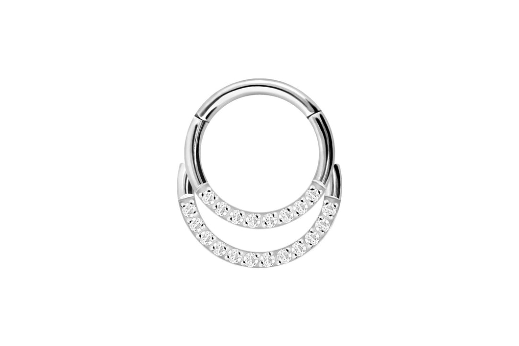 Doppel Multiple Eingefasste Kristalle Clicker Ring piercinginspiration®