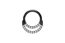 Load image into gallery viewer, Double Multiple Set Crystals Clicker Ring piercinginspiration®