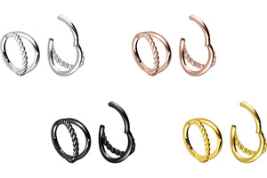 Double Double Twisted Ring 2 Rings Clicker piercinginspiration®