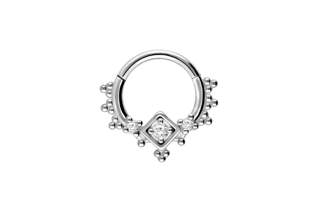 3 Kristalle Kugeln Oriental Clicker Ring piercinginspiration®