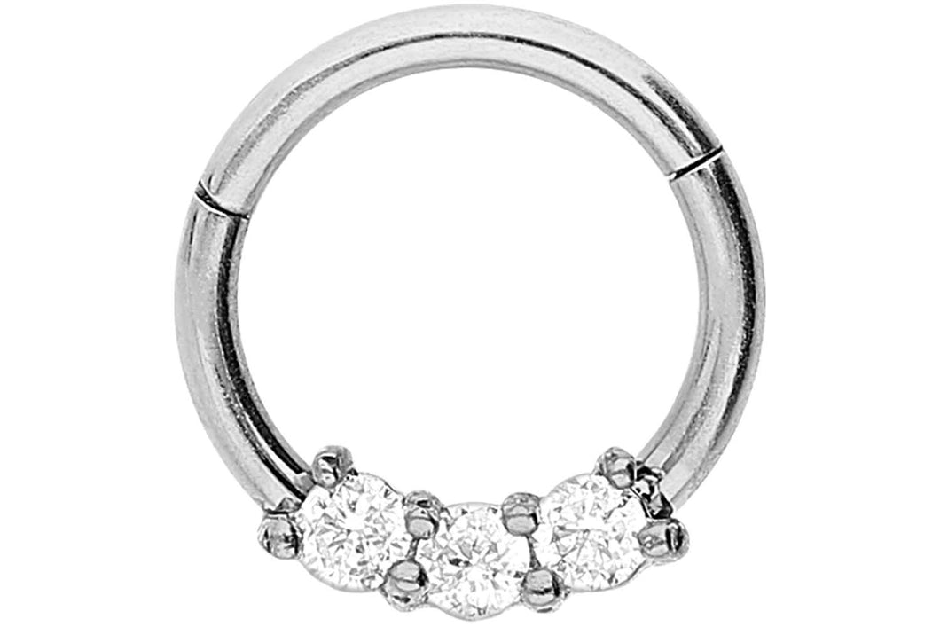 Clicker Ring 3 Kristalle piercinginspiration®