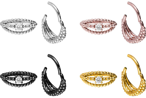 Dreifach Kugeln Kristall Ring Clicker piercinginspiration®