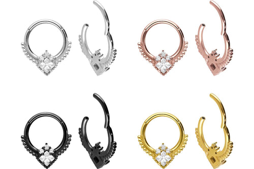 Engelsfügel 4 Kristalle Kugeln Clicker Ring piercinginspiration®