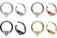Upload the image to the gallery viewer, 4 crystals clicker ring piercinginspiration®
