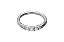 Load the image into the gallery viewer, Clicker Ring Multiple 5 Crystals piercinginspiration®