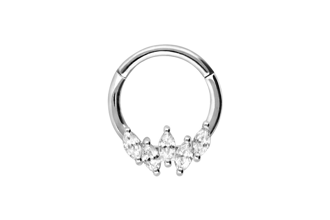 Tropfen Kleine 5 Kristalle Ring Clicker piercinginspiration®