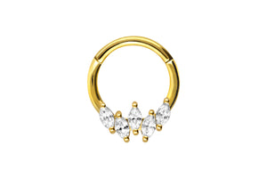 Clicker de anillo de 5 cristales con gota piercinginspiration®