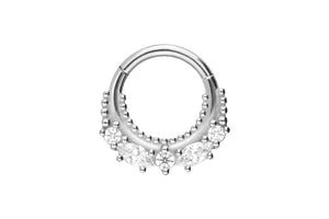 Clicker ring balls 5 crystals oval round piercinginspiration®