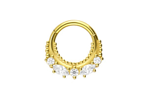 Clicker ring balls 5 crystals oval round piercinginspiration®