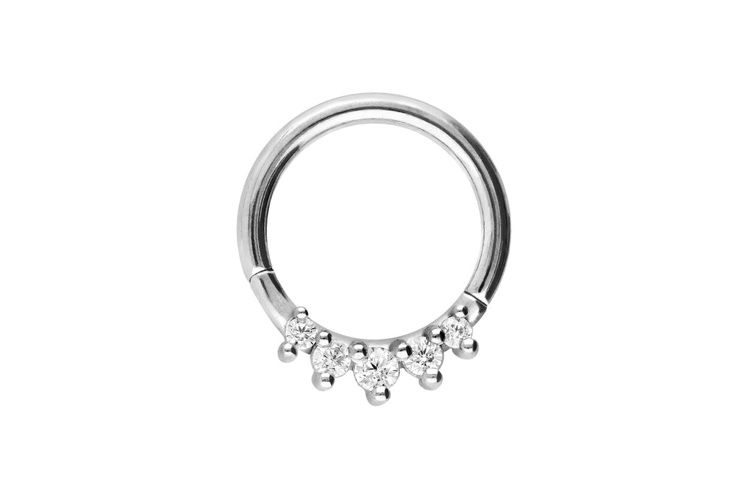 5 Kleine Eingefasste Kristalle Clicker Ring piercinginspiration®