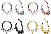 Upload the image to the Gallery Viewer, 5 Bordered Crystals Clicker Ring piercinginspiration®