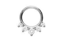 Upload the image to the Gallery Viewer, 5 Bordered Crystals Clicker Ring piercinginspiration®