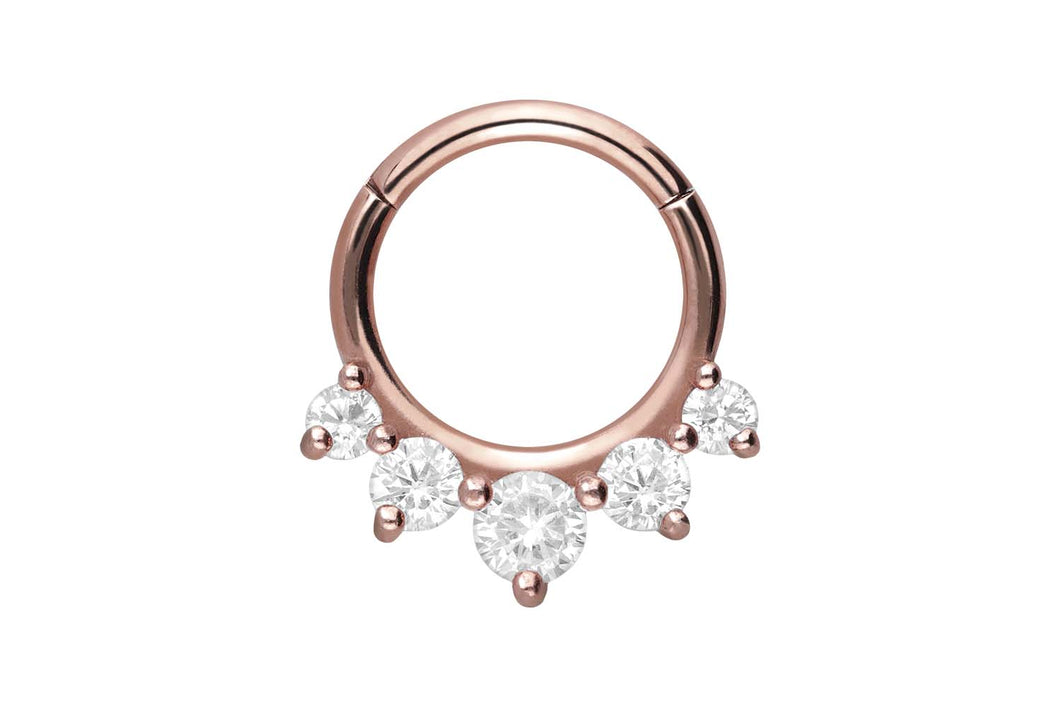 5 Eingefasste Kristalle Clicker Ring piercinginspiration®