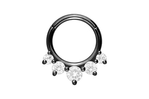5 Bordered Crystals Clicker Ring piercinginspiration®