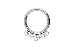 Clicker ring 5 crystals balls piercinginspiration®