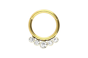Clicker ring 5 crystals balls piercinginspiration®