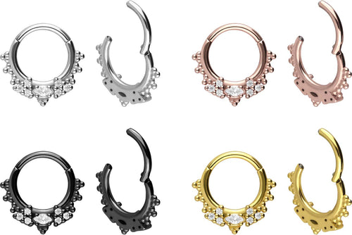 Ufo 7 Kristalle Oriental Kugeln Clicker Ring piercinginspiration®