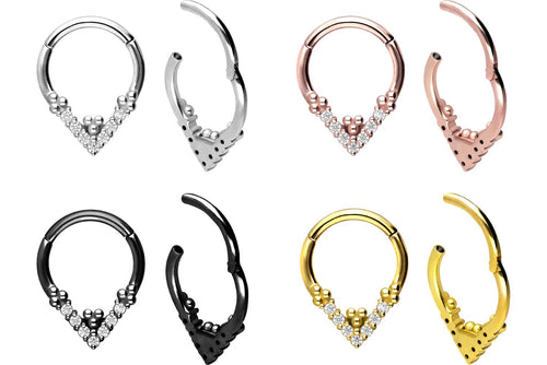 Spitz Kugel Kristall Clicker Ring piercinginspiration®