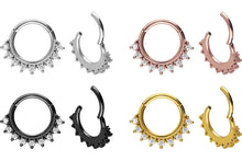 Load the image into the gallery viewer, Clicker Ring Multiple Pointed Crystal piercinginspiration®