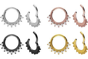 Clicker Ring Multiple Spitzen Kristall piercinginspiration®
