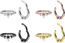 Upload the image to the gallery viewer, Multiple Set Crystals Flower Clicker Ring piercinginspiration®